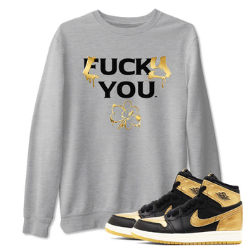 1s Black Metallic Gold shirts to match jordans Lucky You sneaker match tees Air Jordan 1 Black Metallic Gold SNRT Sneaker Release Tees unisex cotton Heather Grey 1 crew neck shirts