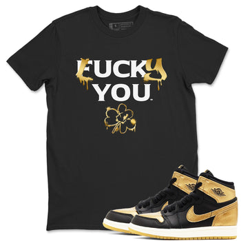 1s Black Metallic Gold shirts to match jordans Lucky You sneaker match tees Air Jordan 1 Black Metallic Gold SNRT Sneaker Release Tees unisex cotton Black 1 crew neck shirts