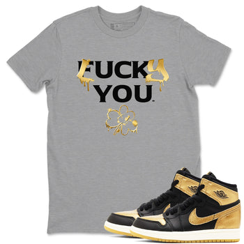1s Black Metallic Gold shirts to match jordans Lucky You sneaker match tees Air Jordan 1 Black Metallic Gold SNRT Sneaker Release Tees unisex cotton Heather Grey 1 crew neck shirts