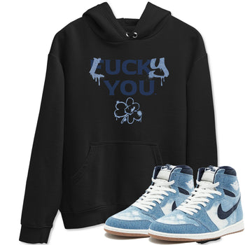 AJ 1 Denim shirts to match jordans Lucky You sneaker match tees Air Jordan 1 Denim SNRT Sneaker Tees streetwear brand Black 1 unisex cotton tee