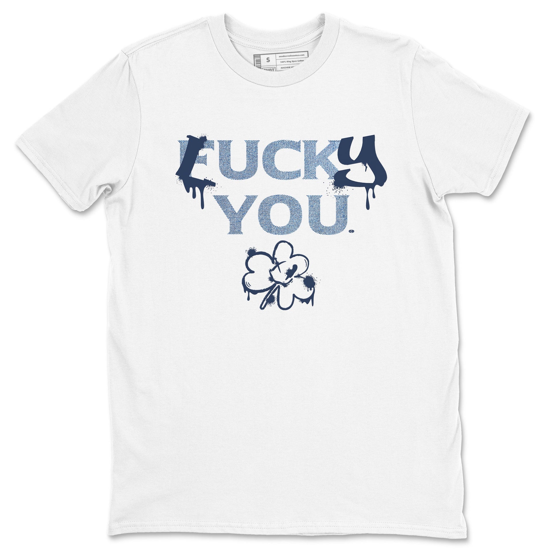 AJ 1 Denim shirts to match jordans Lucky You sneaker match tees Air Jordan 1 Denim SNRT Sneaker Tees streetwear brand White 2 unisex cotton tee