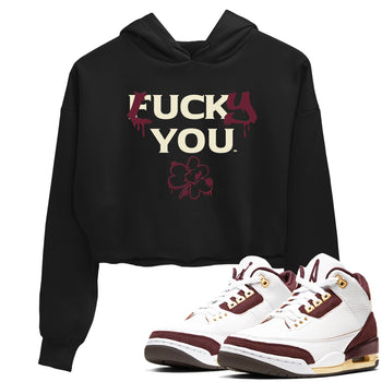 3s A Ma Maniere x Burgundy Crush shirts to match jordans Lucky You sneaker match tees Air Jordan 3 A Ma Maniere x Burgundy Crush SNRT Sneaker Tees streetwear brand Black 1 crop tee