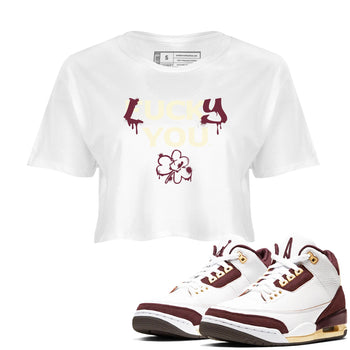 3s A Ma Maniere x Burgundy Crush shirts to match jordans Lucky You sneaker match tees Air Jordan 3 A Ma Maniere x Burgundy Crush SNRT Sneaker Tees streetwear brand White 1 crop tee