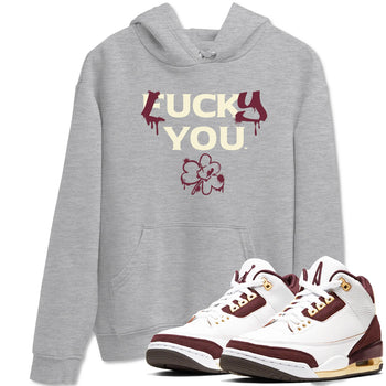 3s A Ma Maniere x Burgundy Crush shirts to match jordans Lucky You sneaker match tees Air Jordan 3 A Ma Maniere x Burgundy Crush SNRT Sneaker Tees streetwear brand Heather Grey 1 unisex cotton tee