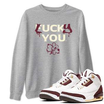 3s A Ma Maniere x Burgundy Crush shirts to match jordans Lucky You sneaker match tees Air Jordan 3 A Ma Maniere x Burgundy Crush SNRT Sneaker Tees streetwear brand Heather Grey 1 unisex cotton tee