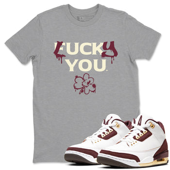 3s A Ma Maniere x Burgundy Crush shirts to match jordans Lucky You sneaker match tees Air Jordan 3 A Ma Maniere x Burgundy Crush SNRT Sneaker Tees streetwear brand Heather Grey 1 unisex cotton tee