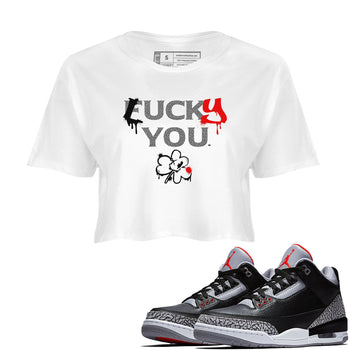 3s Black Cement shirts to match jordans Lucky You sneaker match tees Air Jordan 3 Retro OG Black Cement match shoes to clothes SNRT Sneaker Tees unisex cotton White 1 crop tee