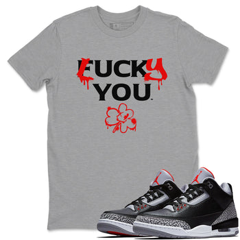 3s Black Cement shirts to match jordans Lucky You sneaker match tees Air Jordan 3 Retro OG Black Cement match shoes to clothes SNRT Sneaker Tees unisex cotton Heather Grey 1 shirts