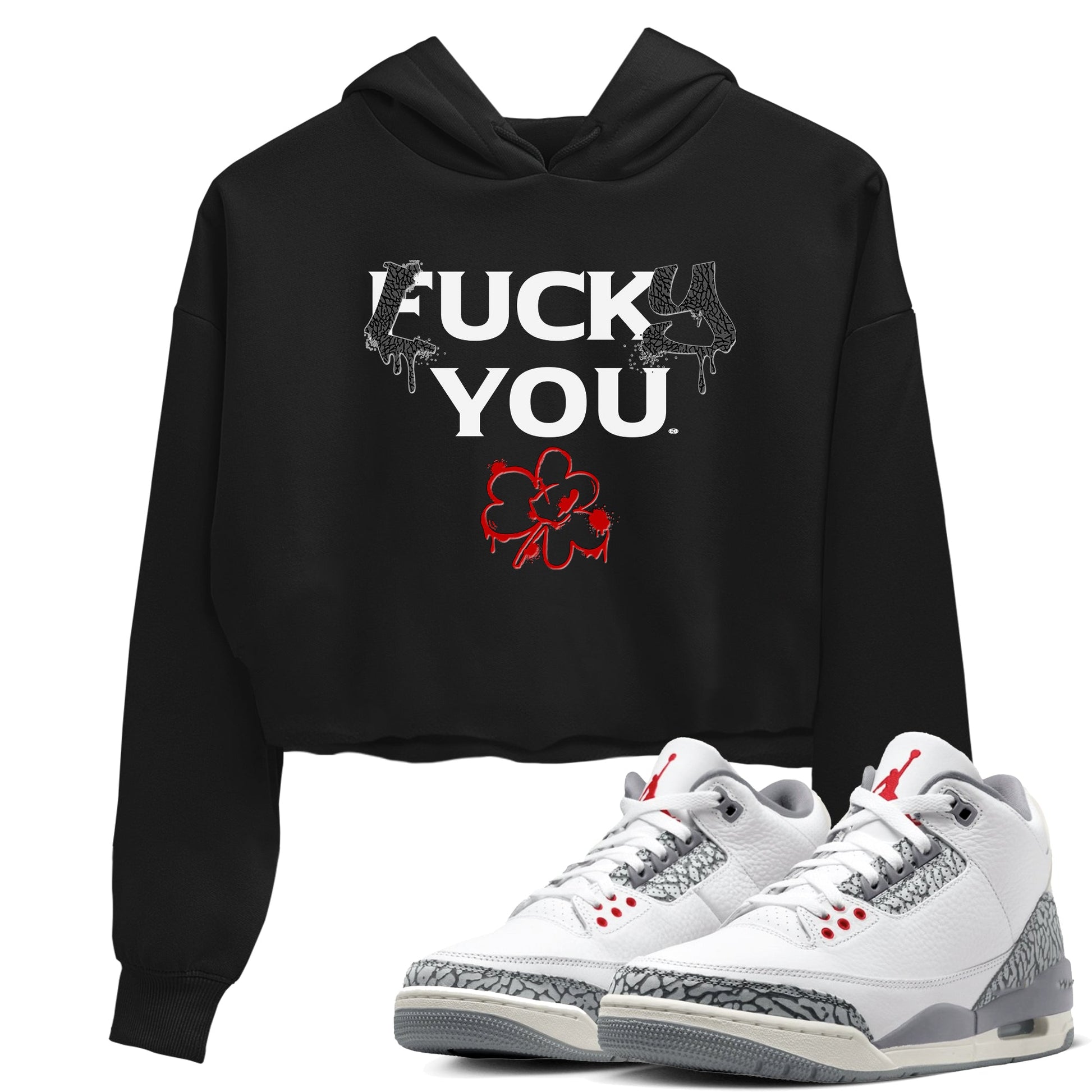 3s Cement Grey shirts to match jordans Lucky You sneaker match tees Air Jordan 3 Cement Grey match shoes to clothes SNRT Sneaker Tees unisex cotton Black 1 crop tee