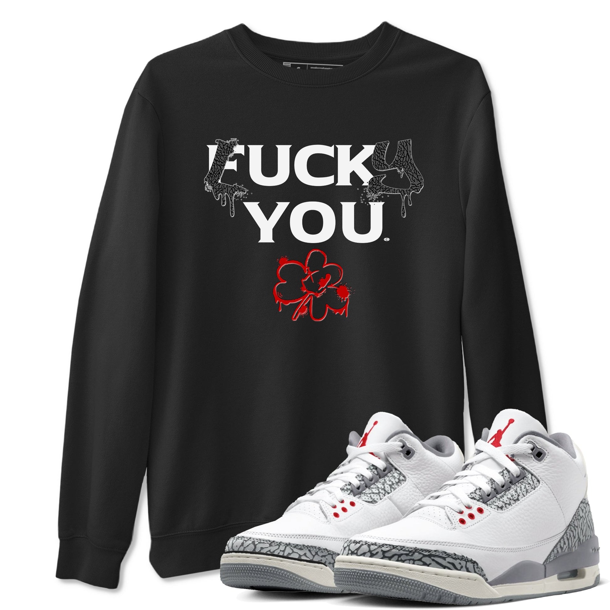 3s Cement Grey shirts to match jordans Lucky You sneaker match tees Air Jordan 3 Cement Grey match shoes to clothes SNRT Sneaker Tees unisex cotton Black 1 shirts
