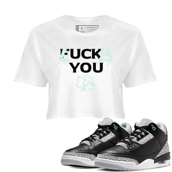 3s Green Glow shirt to match jordans Lucky You sneaker tees Air Jordan 3 Green Glow SNRT Sneaker Release Tees White 1 crop length shirt