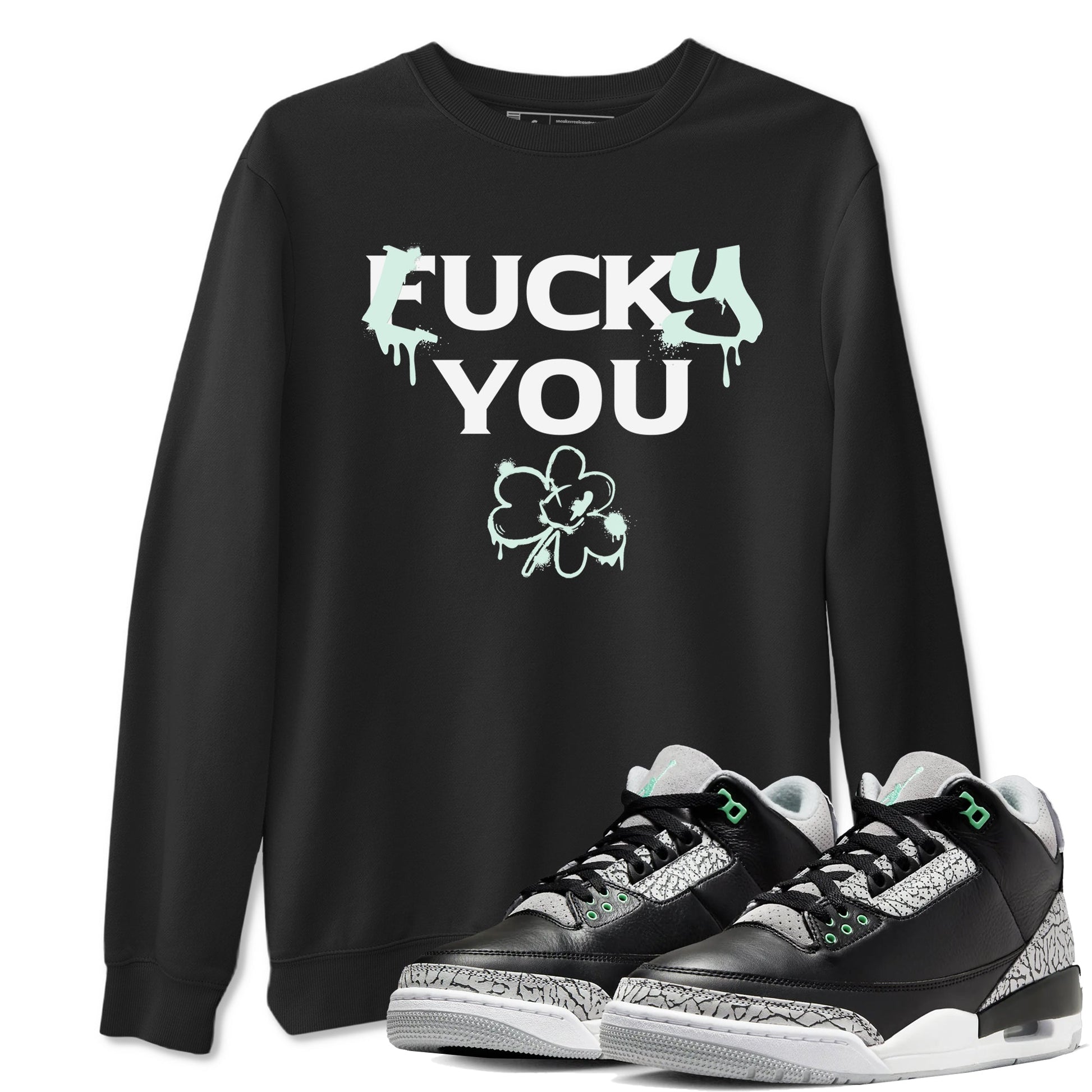3s Green Glow shirt to match jordans Lucky You sneaker tees Air Jordan 3 Green Glow SNRT Sneaker Release Tees unisex cotton Black 1 crew neck shirt