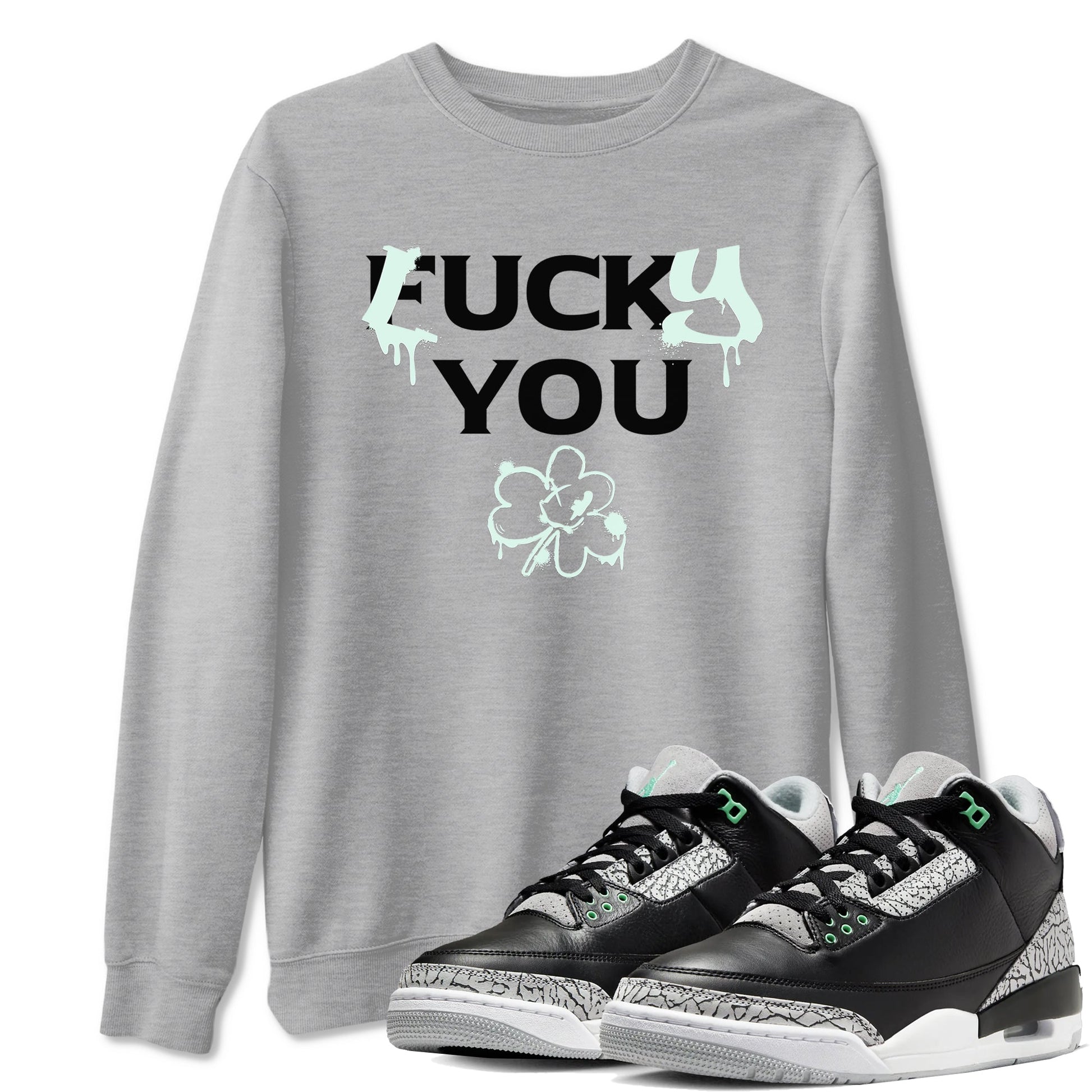 3s Green Glow shirt to match jordans Lucky You sneaker tees Air Jordan 3 Green Glow SNRT Sneaker Release Tees unisex cotton Heather Grey 1 crew neck shirt