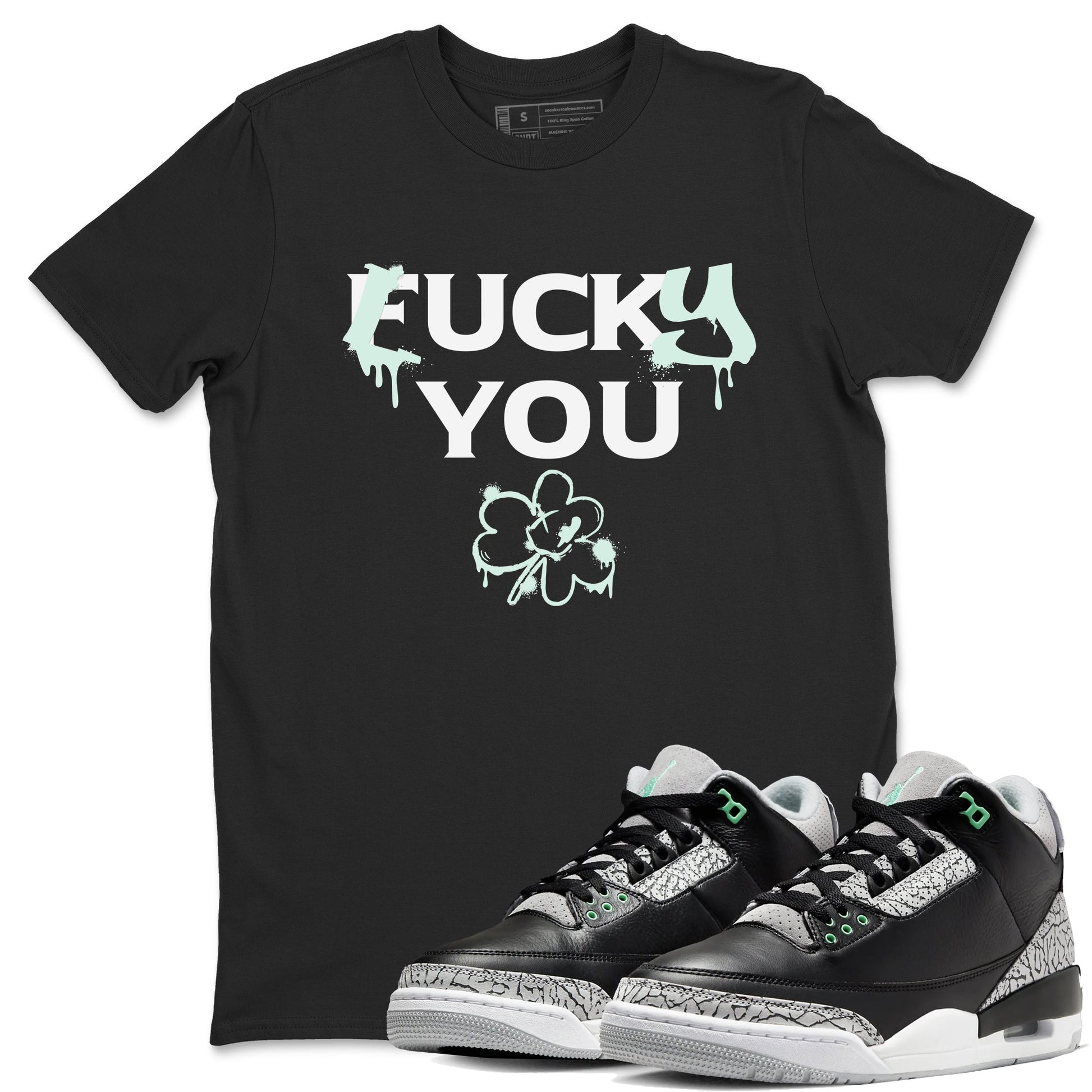 3s Green Glow shirt to match jordans Lucky You sneaker tees Air Jordan 3 Green Glow SNRT Sneaker Release Tees unisex cotton Black 1 crew neck shirt