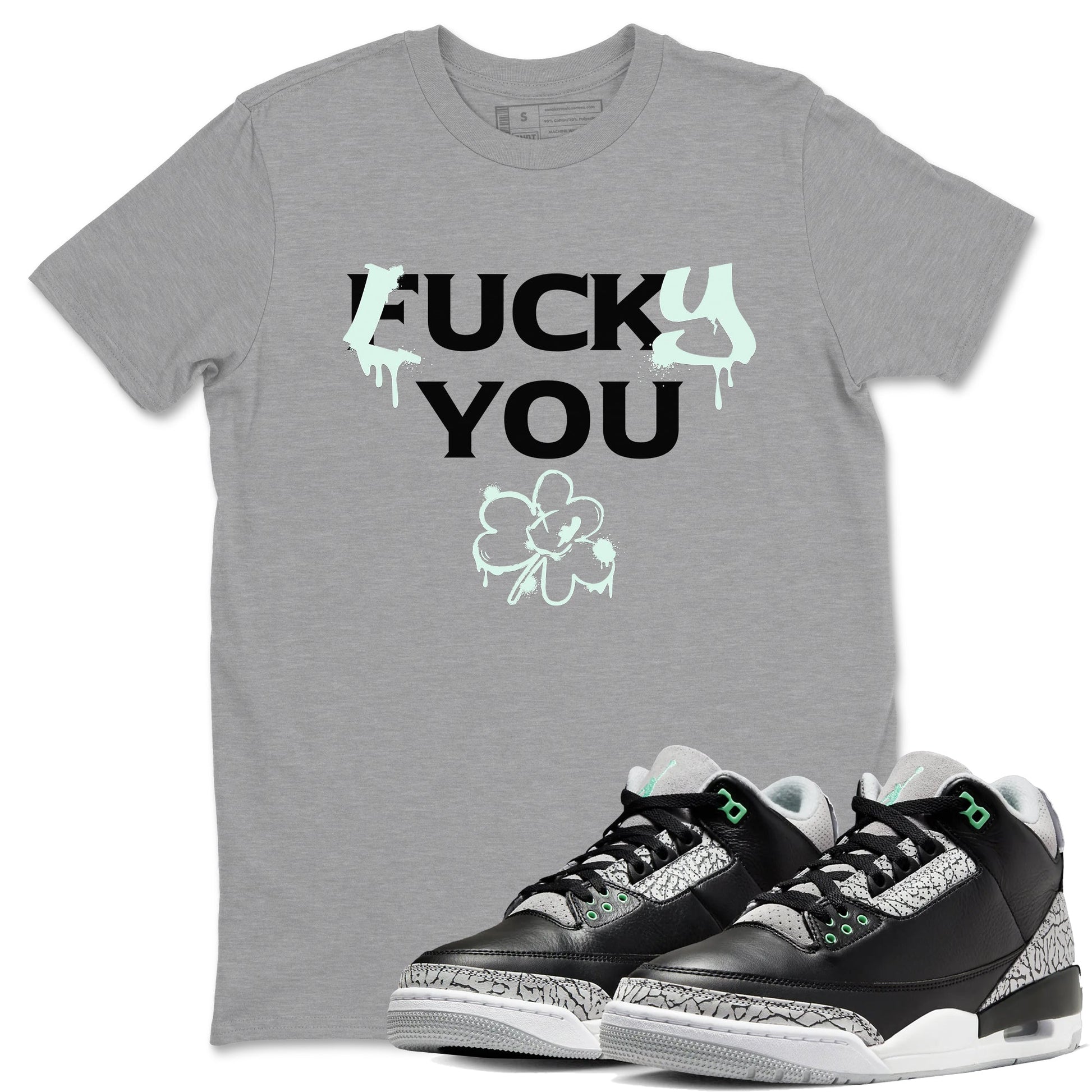 3s Green Glow shirt to match jordans Lucky You sneaker tees Air Jordan 3 Green Glow SNRT Sneaker Release Tees unisex cotton Heather Grey 1 crew neck shirt