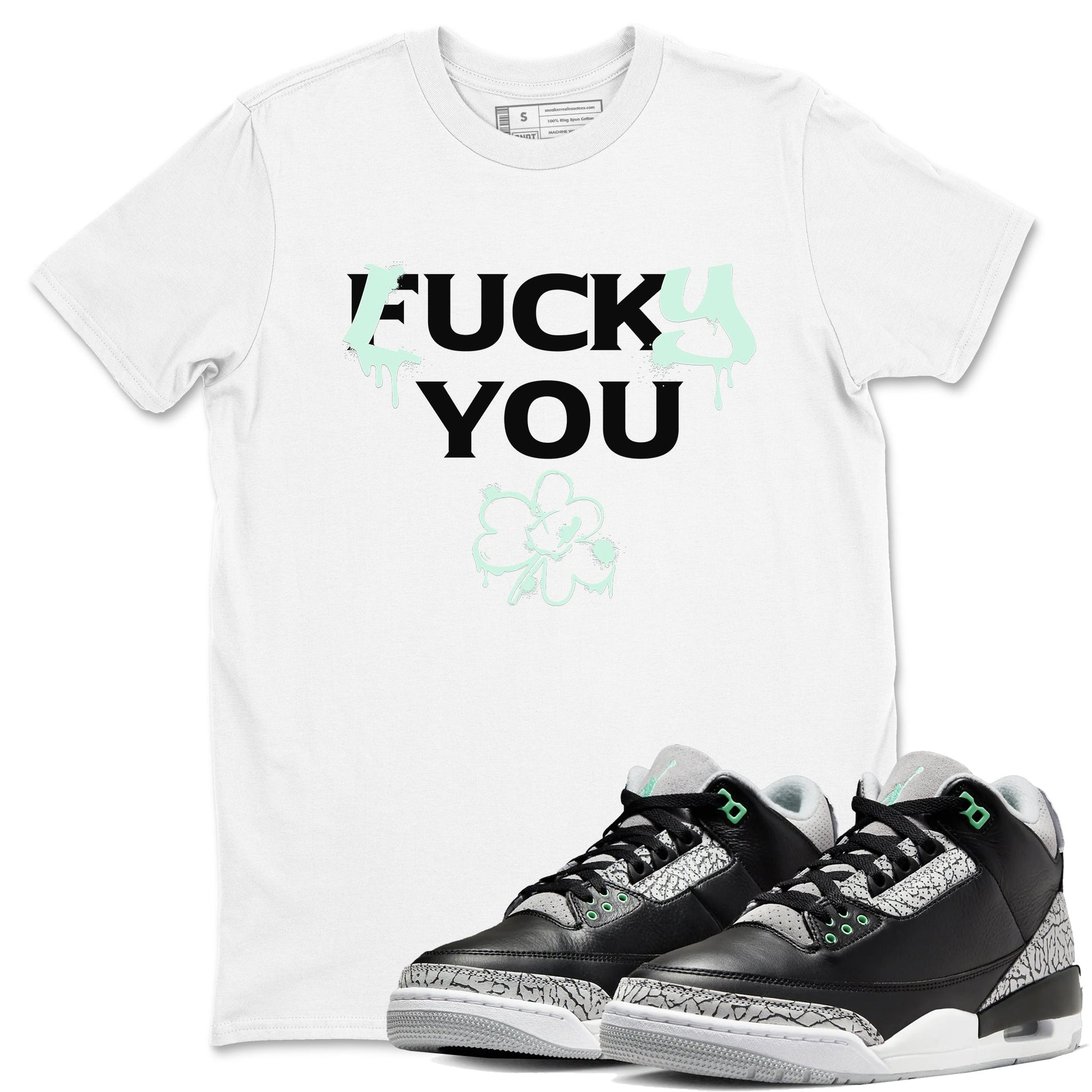 3s Green Glow shirt to match jordans Lucky You sneaker tees Air Jordan 3 Green Glow SNRT Sneaker Release Tees unisex cotton White 1 crew neck shirt