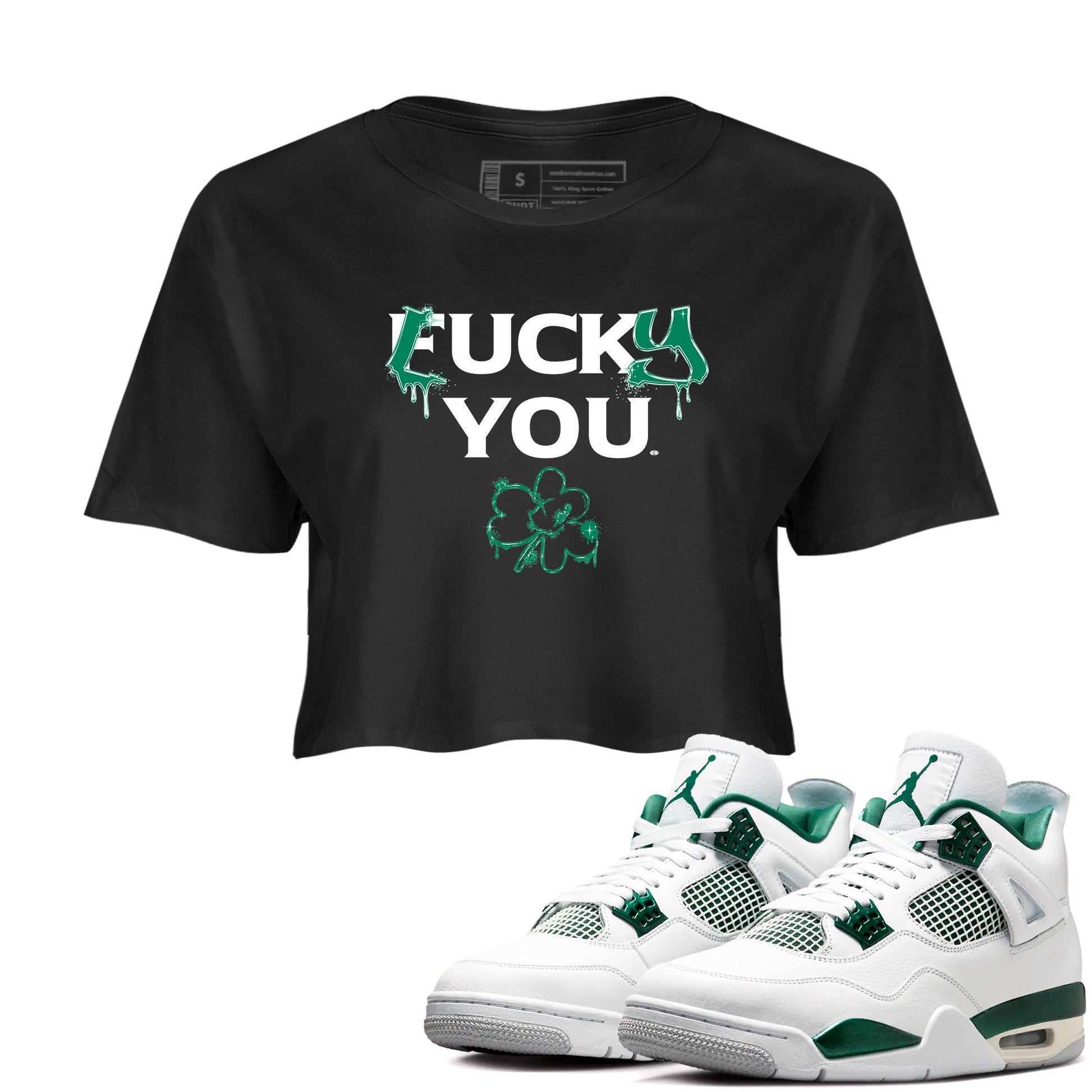 4s Oxidized Green shirts to match jordans Lucky You sneaker match tees Air Jordan 4 Oxidized Green SNRT Sneaker Tees streetwear brand Black 1 crop tee