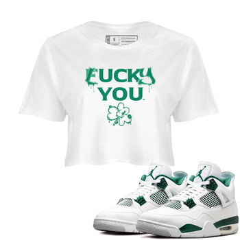 4s Oxidized Green shirts to match jordans Lucky You sneaker match tees Air Jordan 4 Oxidized Green SNRT Sneaker Tees streetwear brand White 1 crop tee