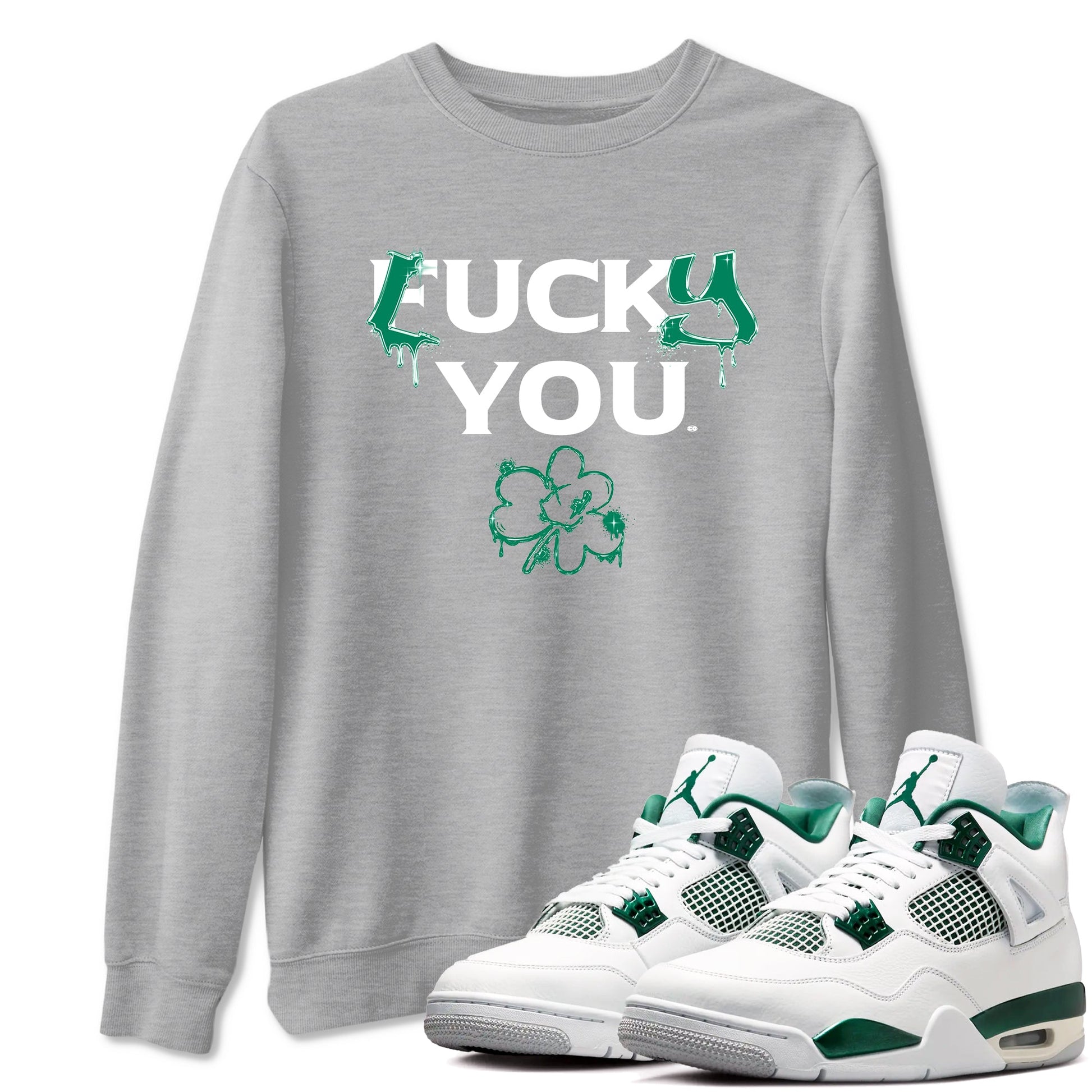 4s Oxidized Green shirts to match jordans Lucky You sneaker match tees Air Jordan 4 Oxidized Green SNRT Sneaker Tees streetwear brand Heather Grey 1 unisex cotton tee