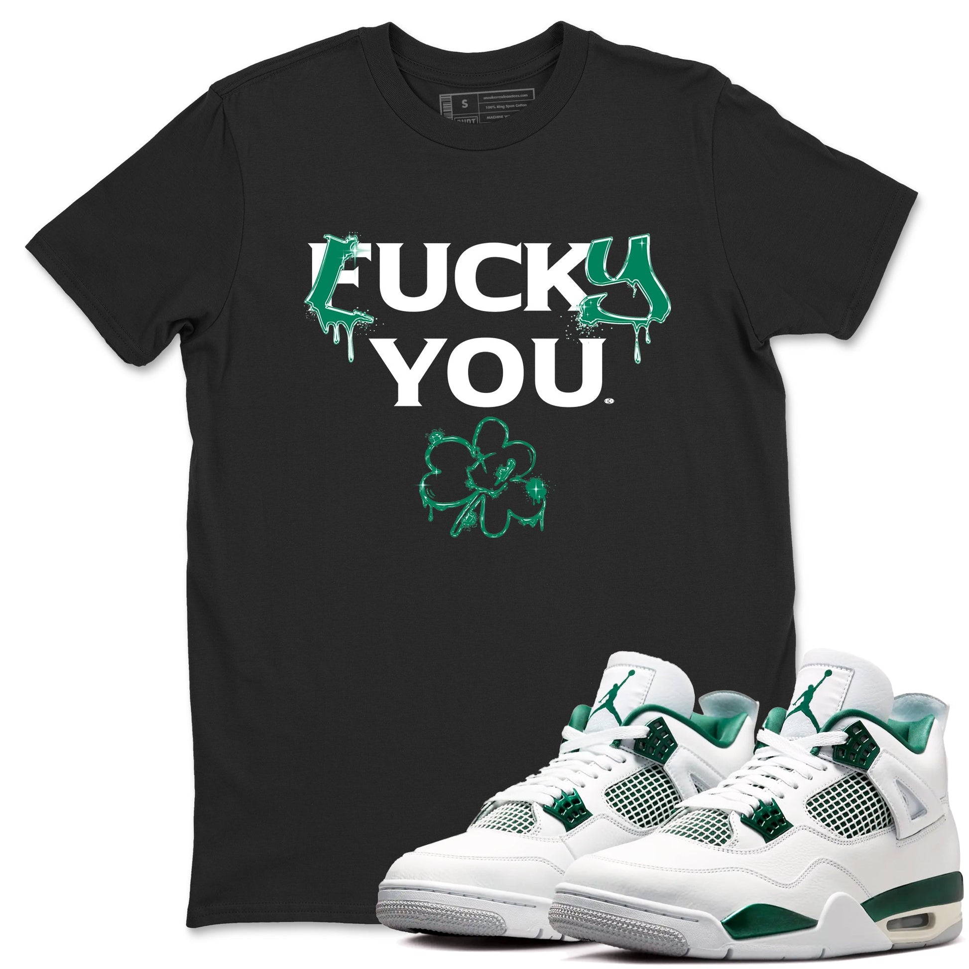 4s Oxidized Green shirts to match jordans Lucky You sneaker match tees Air Jordan 4 Oxidized Green SNRT Sneaker Tees streetwear brand Black 1 unisex cotton tee