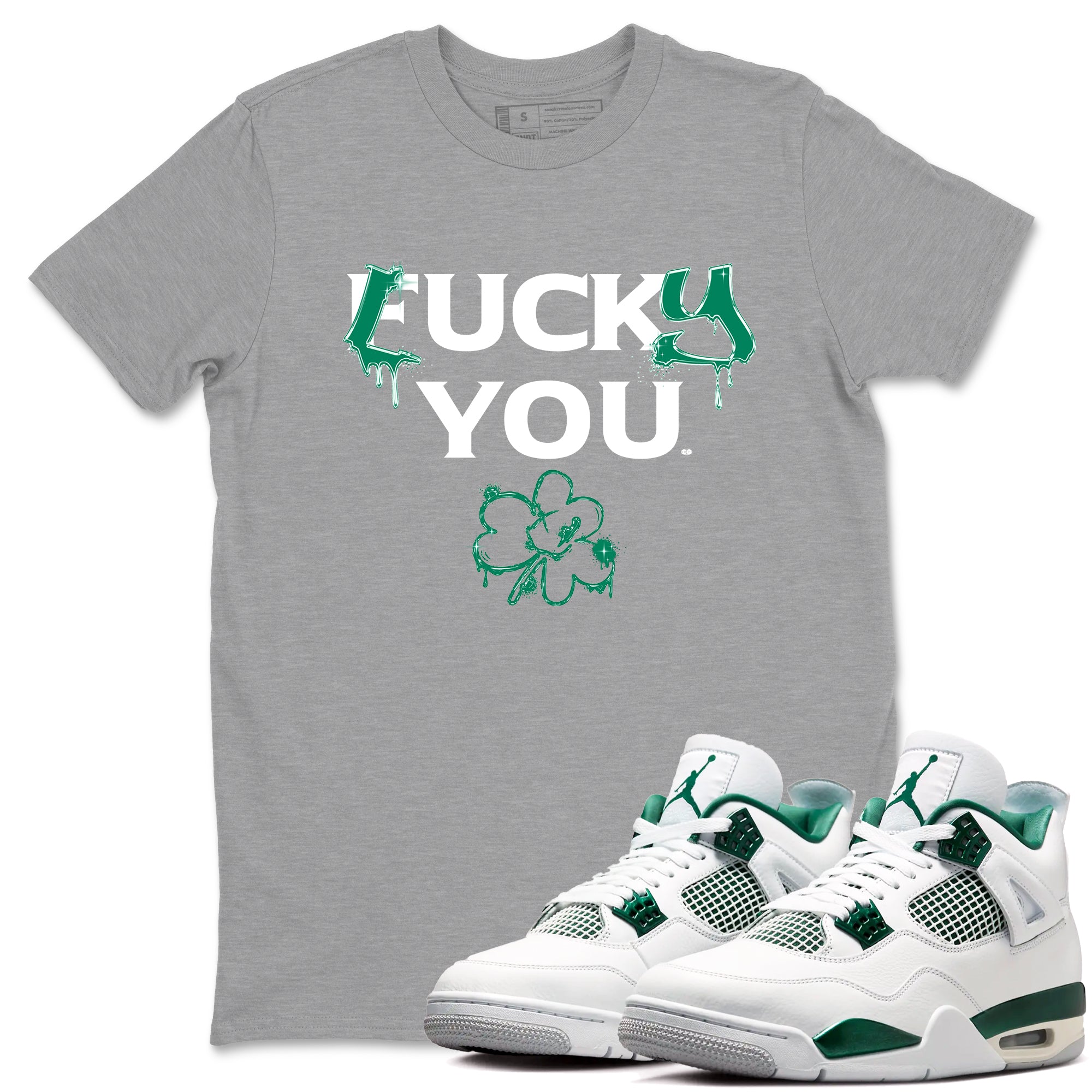 4s Oxidized Green shirts to match jordans Lucky You sneaker match tees Air Jordan 4 Oxidized Green SNRT Sneaker Tees streetwear brand Heather Grey 1 unisex cotton tee