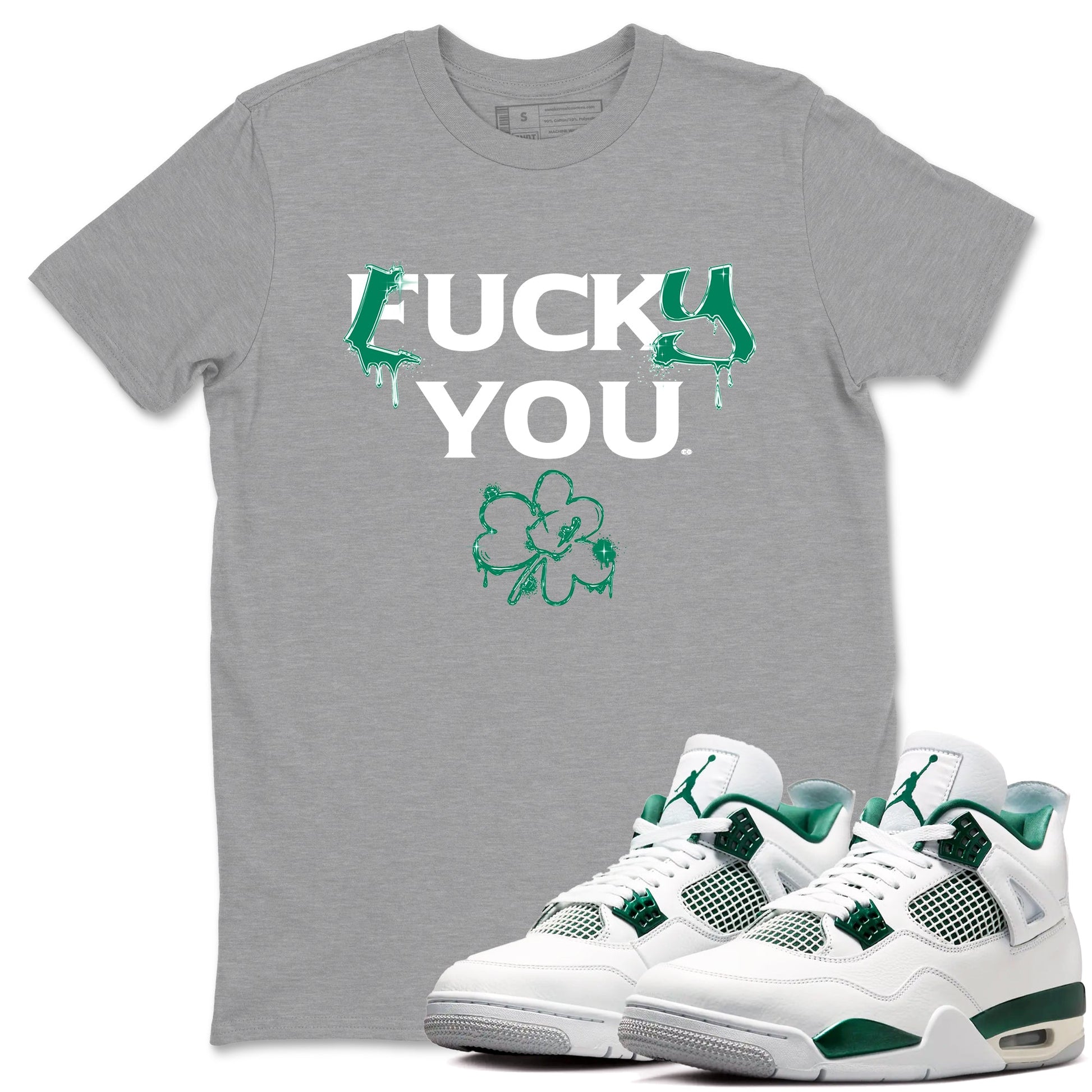 4s Oxidized Green shirts to match jordans Lucky You sneaker match tees Air Jordan 4 Oxidized Green SNRT Sneaker Tees streetwear brand Heather Grey 1 unisex cotton tee