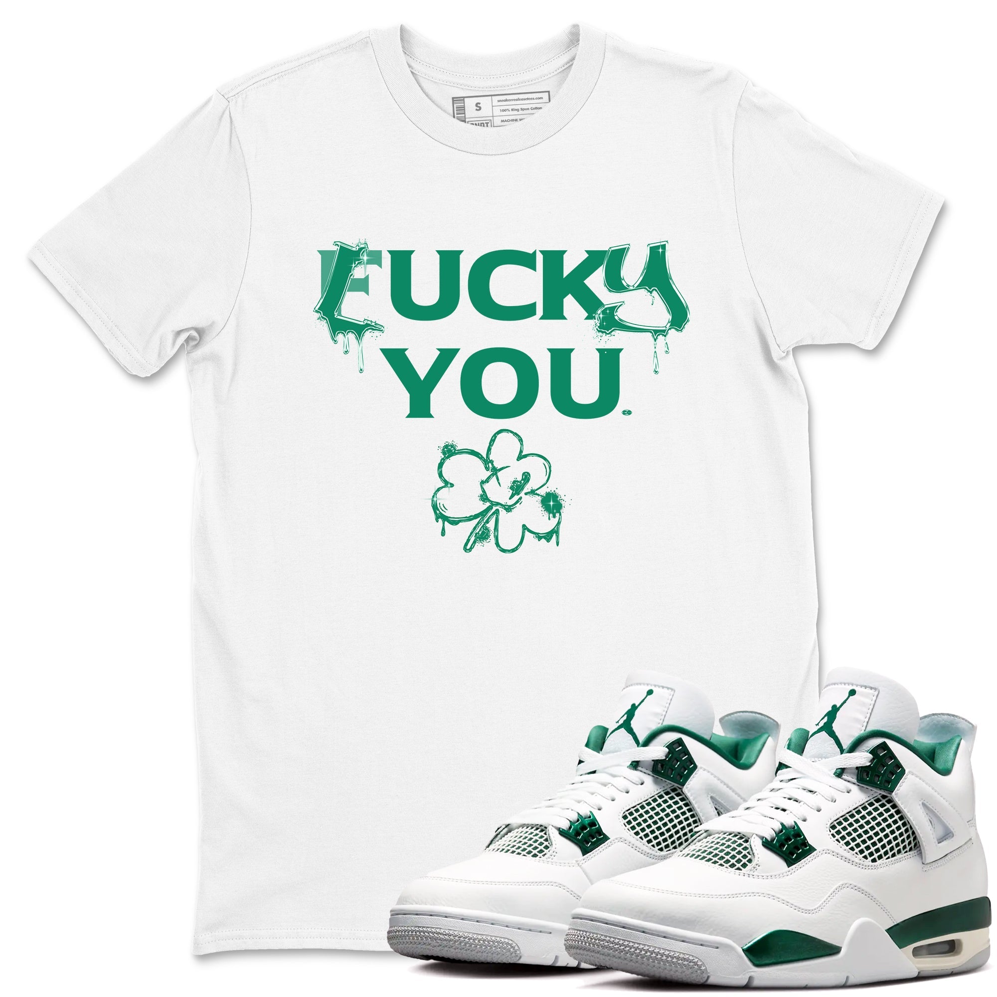 4s Oxidized Green shirts to match jordans Lucky You sneaker match tees Air Jordan 4 Oxidized Green SNRT Sneaker Tees streetwear brand White 1 unisex cotton tee