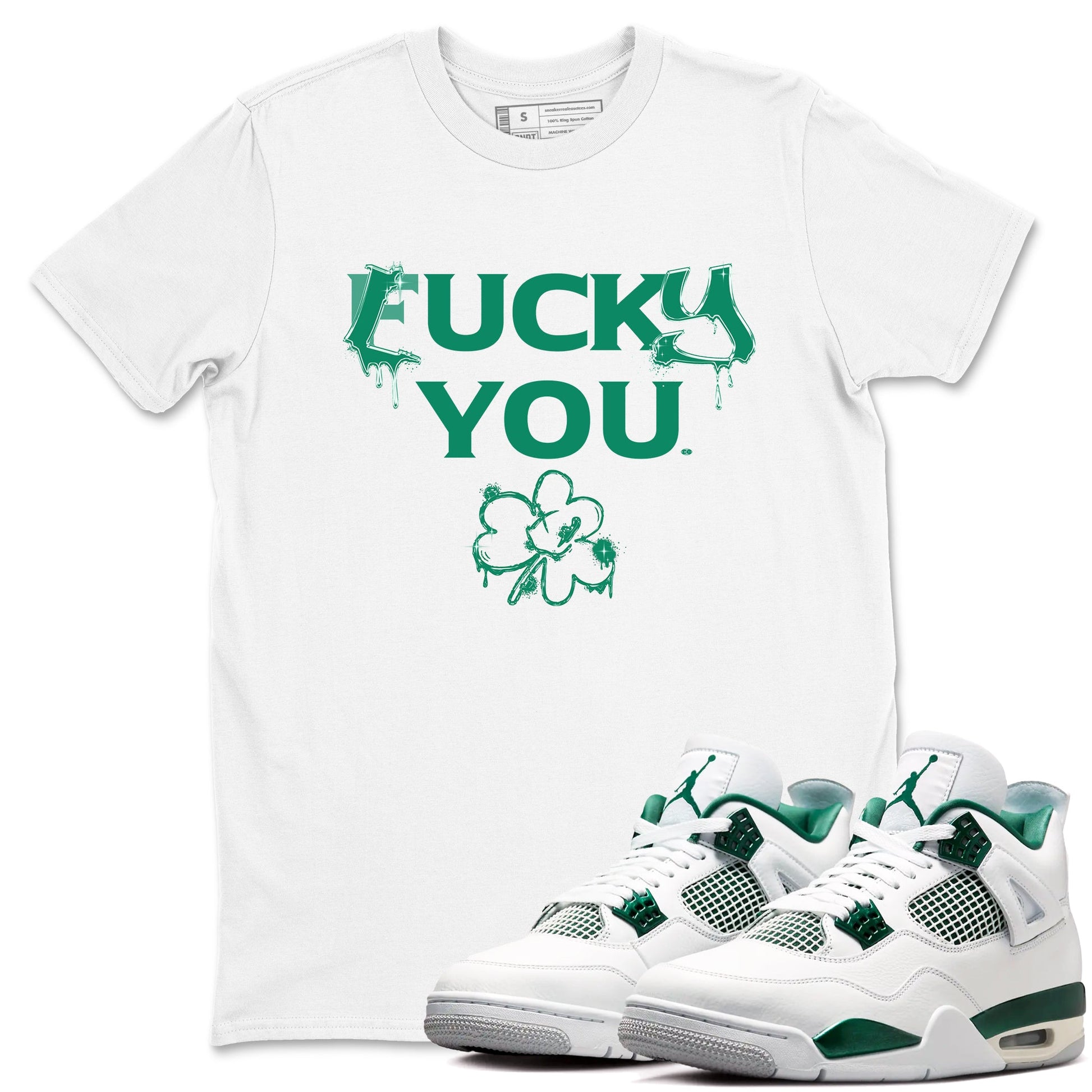 4s Oxidized Green shirts to match jordans Lucky You sneaker match tees Air Jordan 4 Oxidized Green SNRT Sneaker Tees streetwear brand White 1 unisex cotton tee