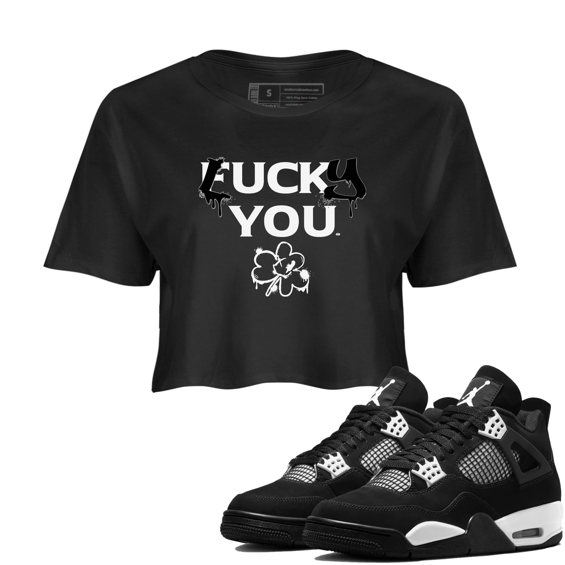 4s White Thunder shirts to match jordans Lucky You sneaker match tees Air Jordan 4 White Thunder SNRT Sneaker Release Tees unisex cotton Black 1 Crop Shirts