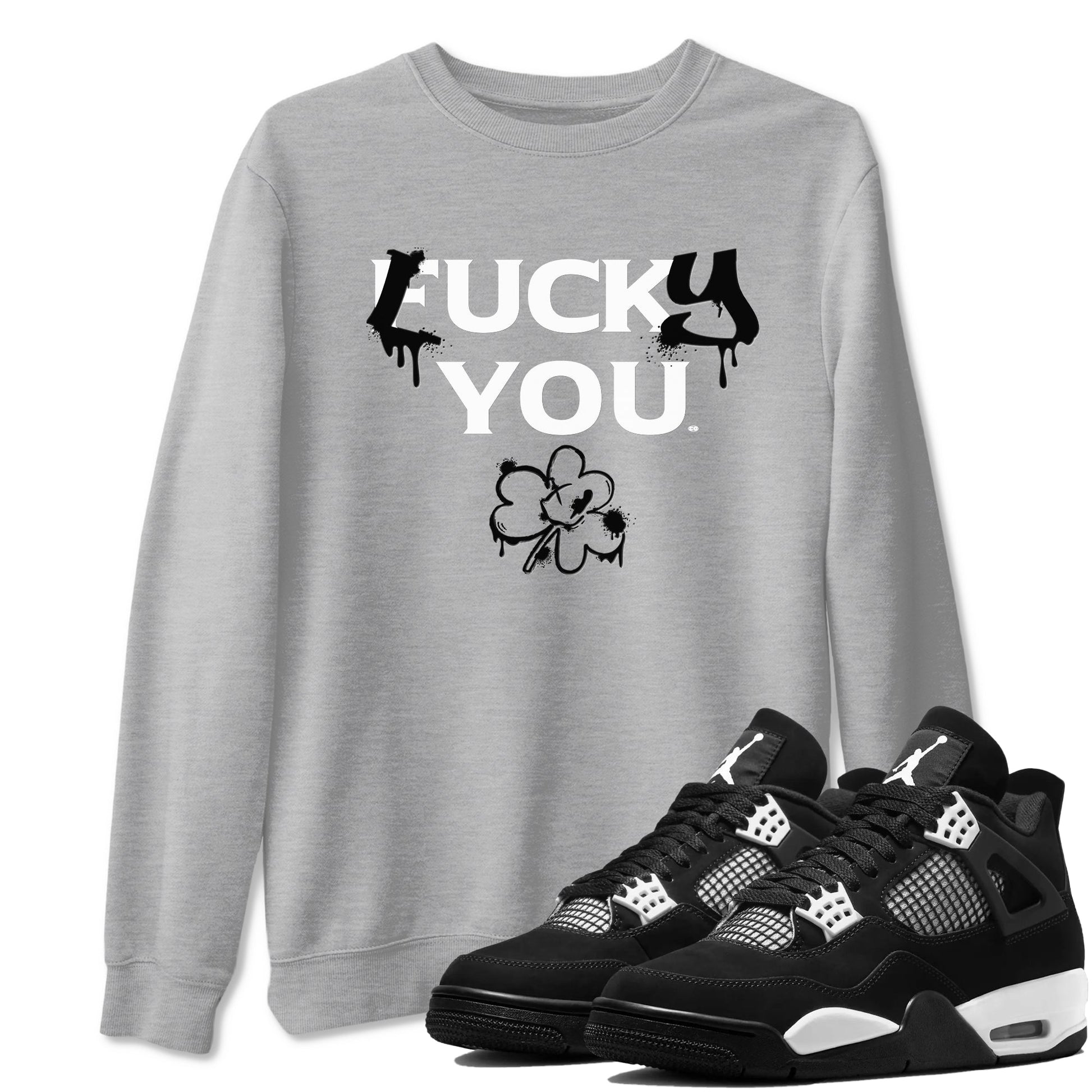 4s White Thunder shirts to match jordans Lucky You sneaker match tees Air Jordan 4 White Thunder SNRT Sneaker Release Tees unisex cotton Heather Grey 1 crew neck shirts