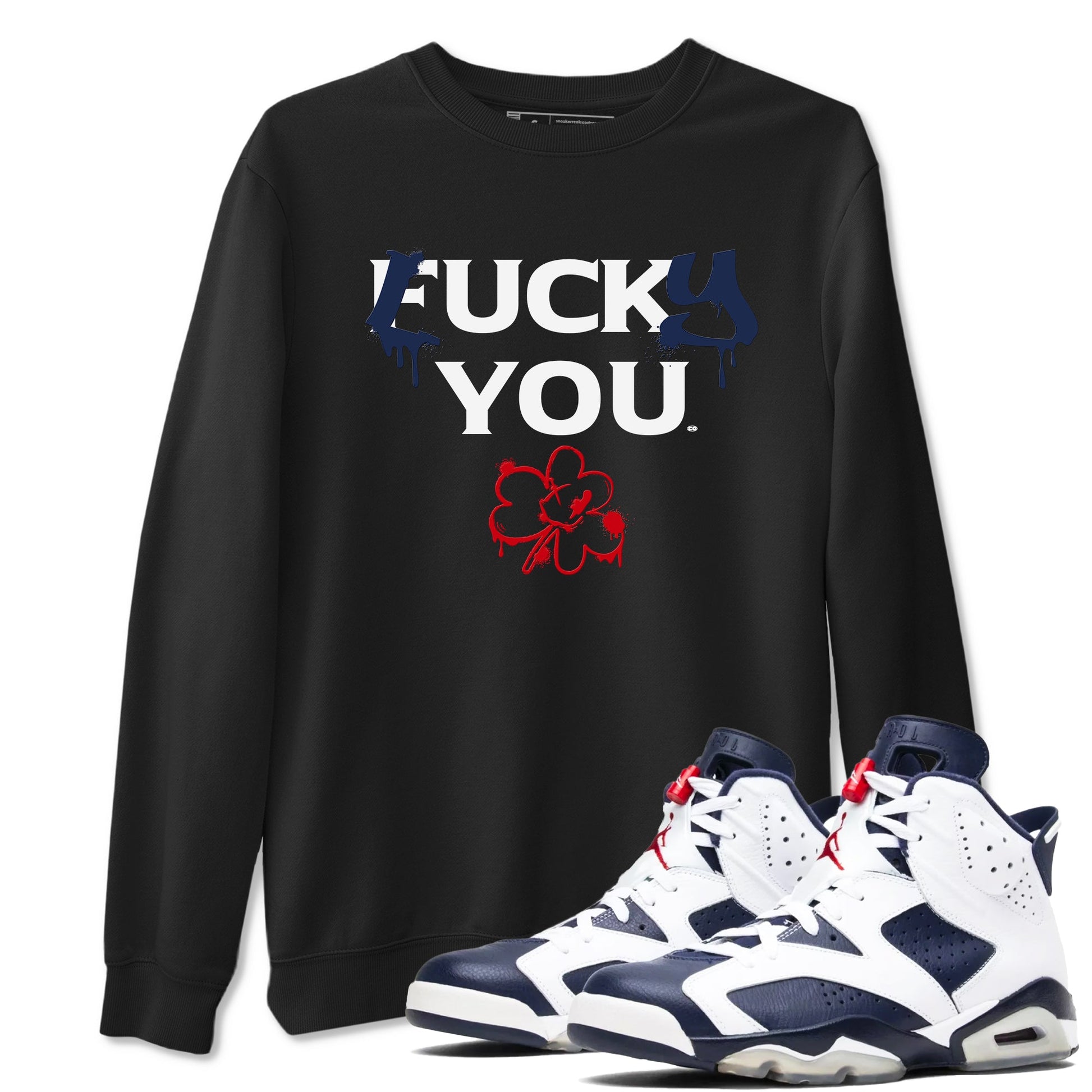 6s White And Midnight Navy shirts to match jordans Lucky You sneaker match tees Air Jordan 6 White And Midnight Navy SNRT Sneaker Release Tees unisex cotton Black 1 crew neck shirts