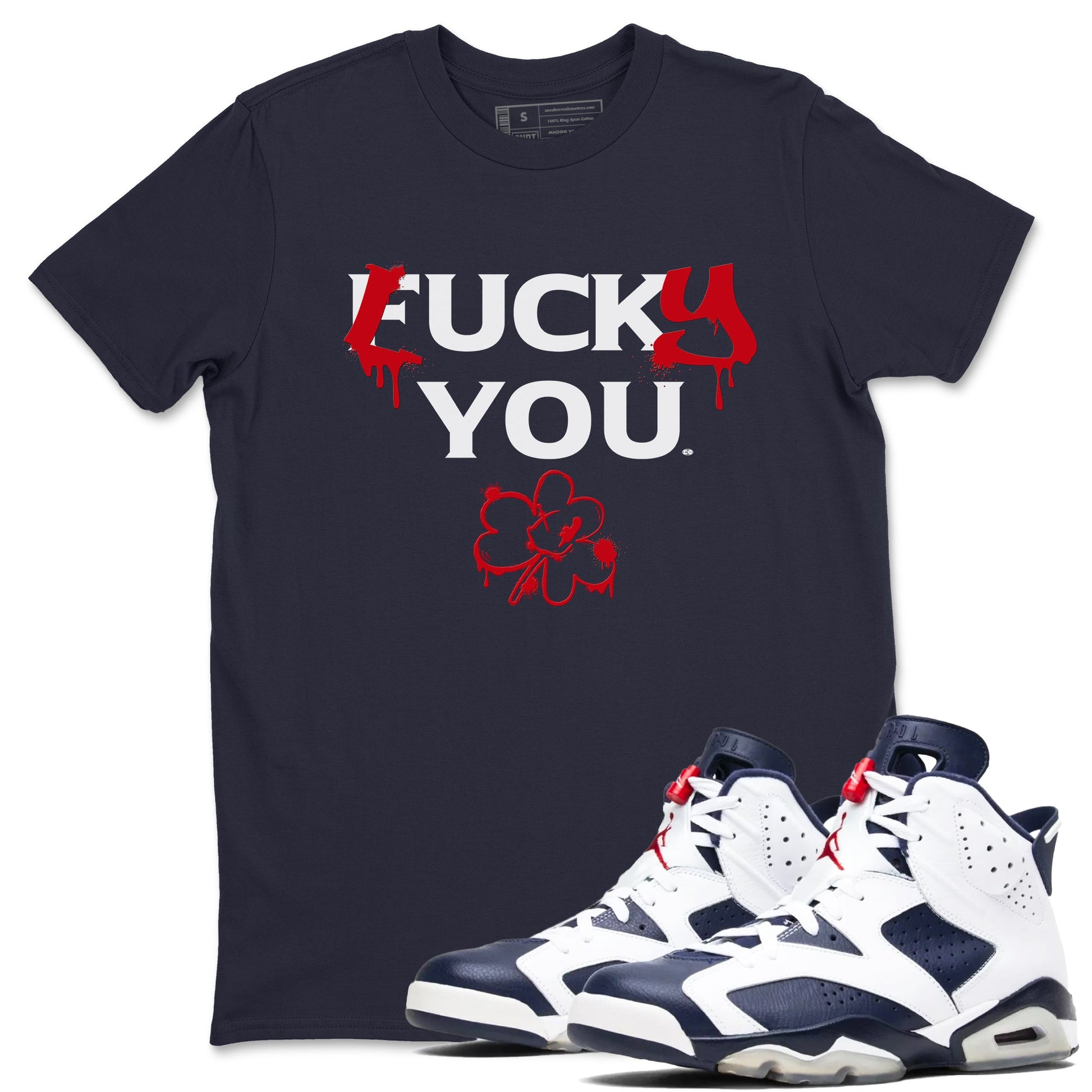 6s White And Midnight Navy shirts to match jordans Lucky You sneaker match tees Air Jordan 6 White And Midnight Navy SNRT Sneaker Release Tees unisex cotton Navy 1 crew neck shirts