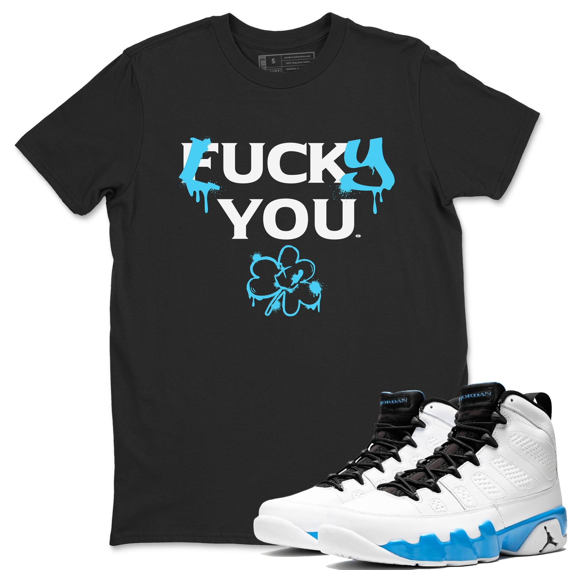 9s Powder Blue shirt to match jordans Lucky You sneaker tees Air Jordan 9 Powder Blue Streetwear Brand SNRT Sneaker Release Tees unisex cotton Black 1 crew neck shirt