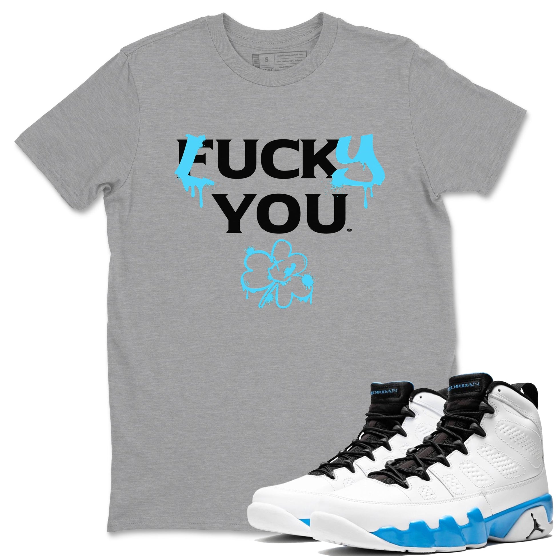 9s Powder Blue shirt to match jordans Lucky You sneaker tees Air Jordan 9 Powder Blue Streetwear Brand SNRT Sneaker Release Tees unisex cotton Heather Grey 1 crew neck shirt