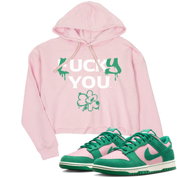Dunk Low Medium Soft Pink Malachite shirt to match jordans Lucky You sneaker tees Dunk Medium Soft Pink Malachite SNRT Sneaker Release Tees Pink 1 crop length shirt