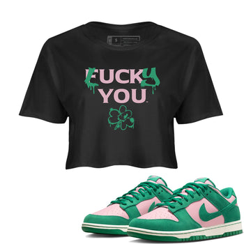 Dunk Low Medium Soft Pink Malachite shirt to match jordans Lucky You sneaker tees Dunk Medium Soft Pink Malachite SNRT Sneaker Release Tees Black 1 crop length shirt