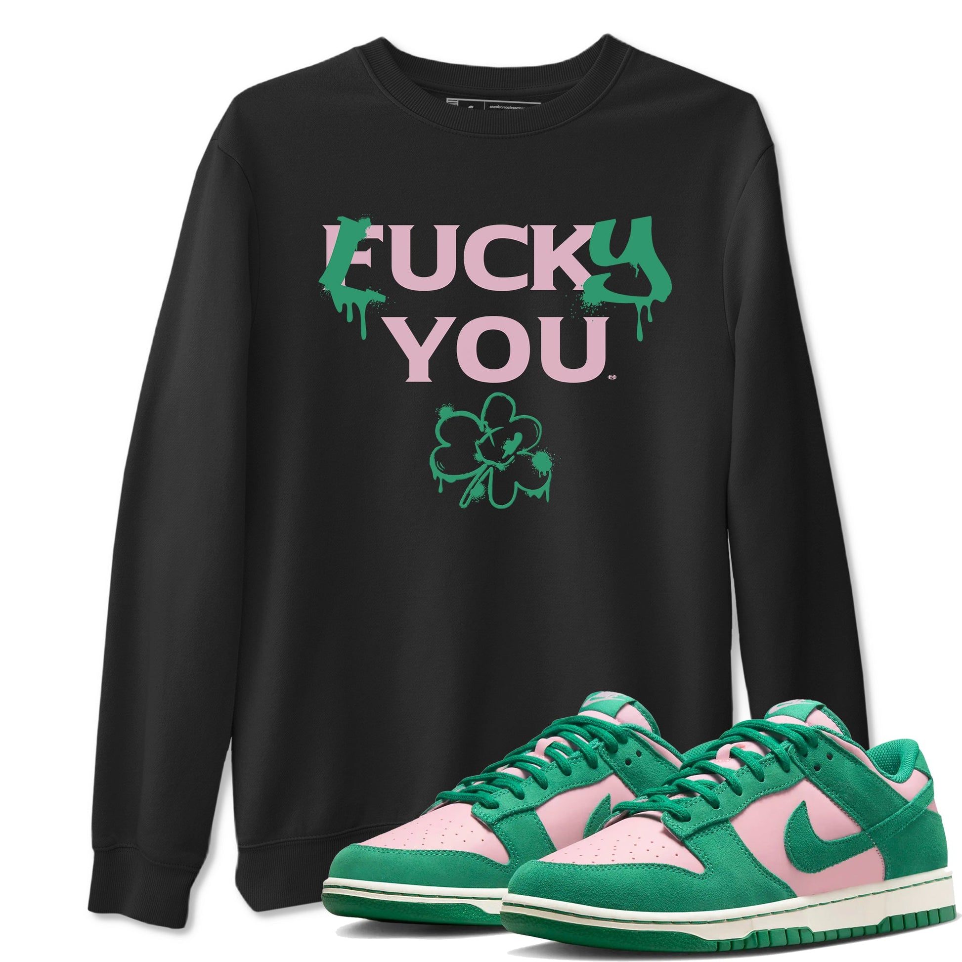 Dunk Low Medium Soft Pink Malachite shirt to match jordans Lucky You sneaker tees Dunk Medium Soft Pink Malachite SNRT Sneaker Release Tees unisex cotton Black 1 crew neck shirt