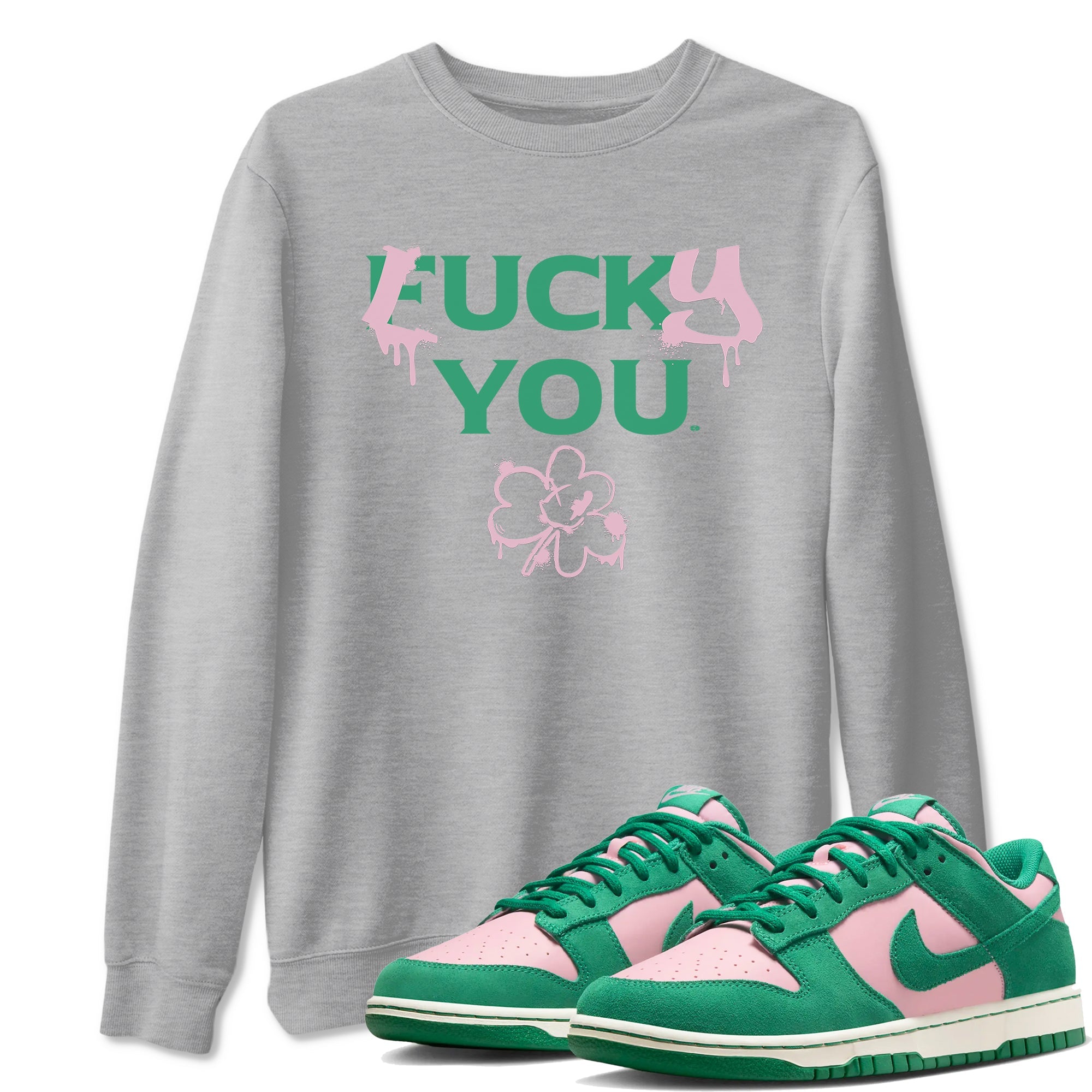 Dunk Low Medium Soft Pink Malachite shirt to match jordans Lucky You sneaker tees Dunk Medium Soft Pink Malachite SNRT Sneaker Release Tees unisex cotton Heather Grey 1 crew neck shirt