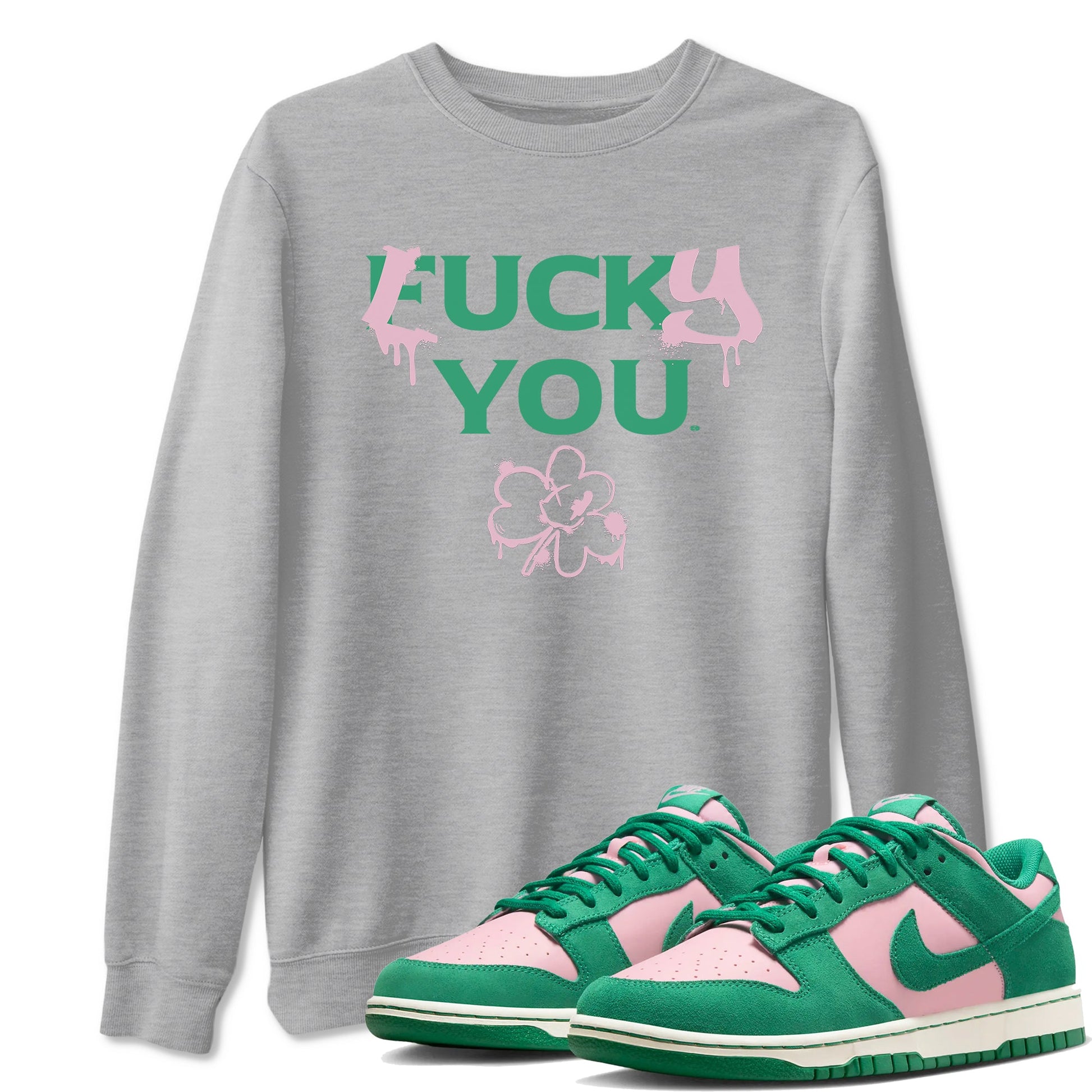 Dunk Low Medium Soft Pink Malachite shirt to match jordans Lucky You sneaker tees Dunk Medium Soft Pink Malachite SNRT Sneaker Release Tees unisex cotton Heather Grey 1 crew neck shirt