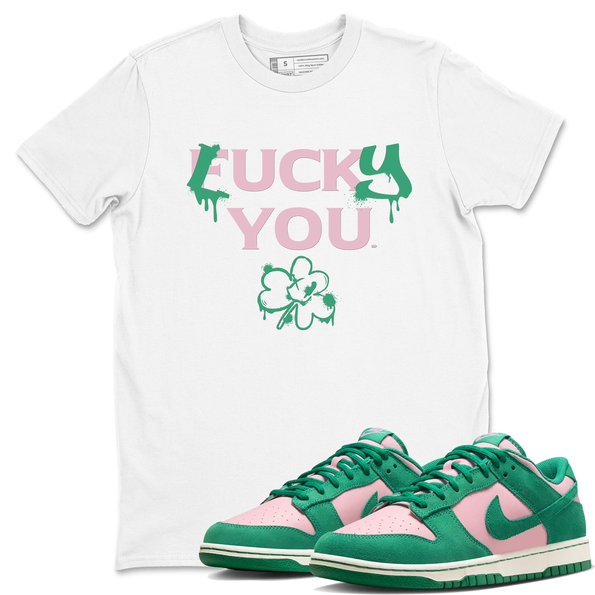 Dunk Low Medium Soft Pink Malachite shirt to match jordans Lucky You sneaker tees Dunk Medium Soft Pink Malachite SNRT Sneaker Release Tees unisex cotton White 1 crew neck shirt