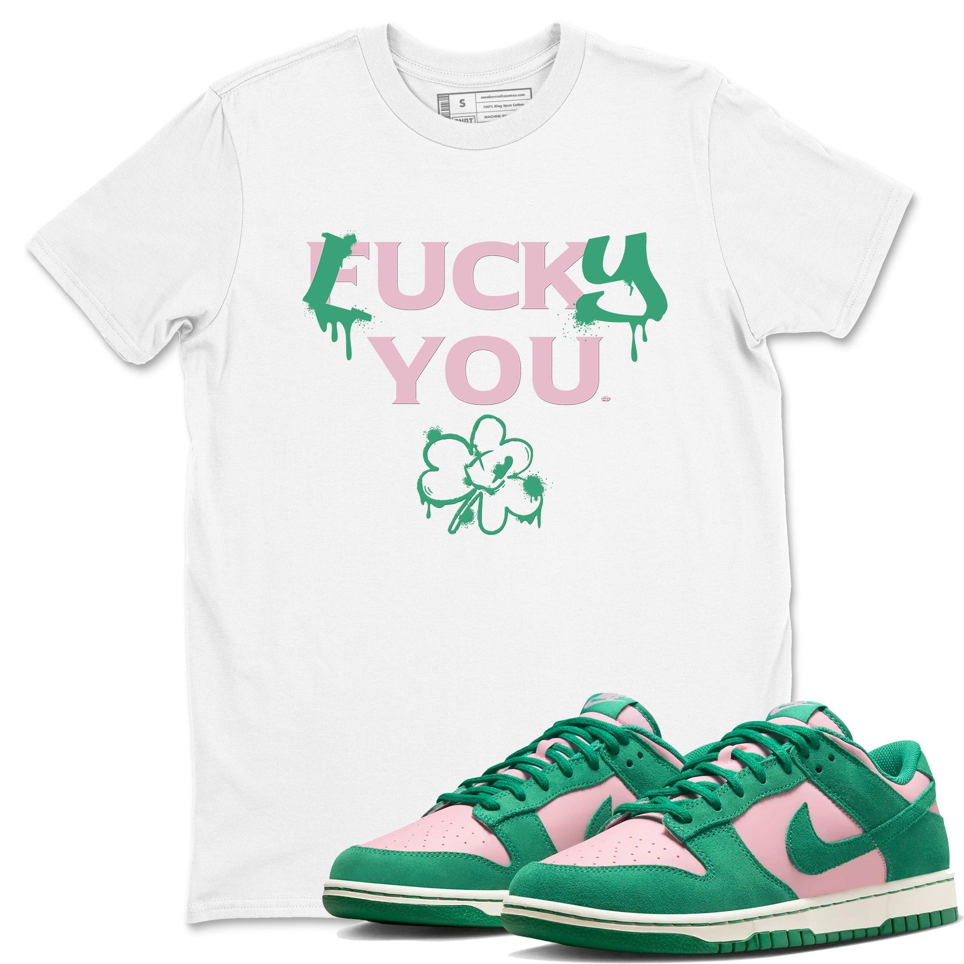 Dunk Low Medium Soft Pink Malachite shirt to match jordans Lucky You sneaker tees Dunk Medium Soft Pink Malachite SNRT Sneaker Release Tees unisex cotton White 1 crew neck shirt