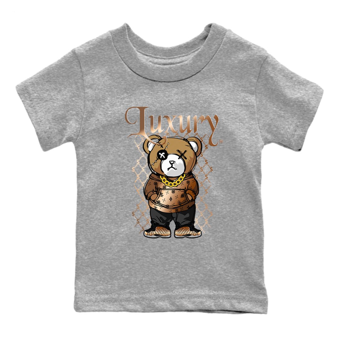 Foams One Metallic Copper shirts to match jordans Luxury Bear sneaker match tees Air Foamposite One Metallic Copper match shoes to clothes SNRT Sneaker Tees Youth Baby Heather Grey 2 tee