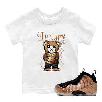 Foams One Metallic Copper shirts to match jordans Luxury Bear sneaker match tees Air Foamposite One Metallic Copper match shoes to clothes SNRT Sneaker Tees Youth Baby White 1 tee