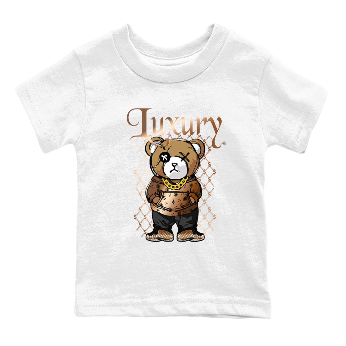 Foams One Metallic Copper shirts to match jordans Luxury Bear sneaker match tees Air Foamposite One Metallic Copper match shoes to clothes SNRT Sneaker Tees Youth Baby White 2 tee