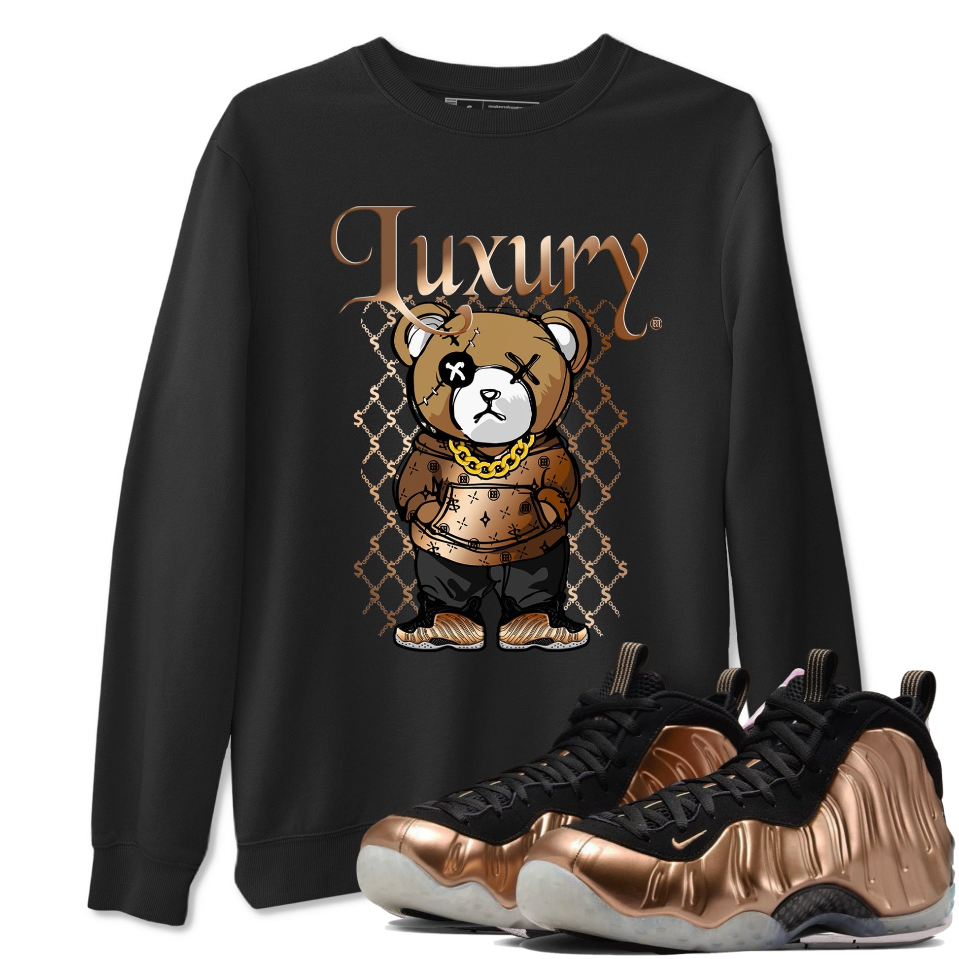Foams One Metallic Copper shirts to match jordans Luxury Bear sneaker match tees Air Foamposite One Metallic Copper match shoes to clothes SNRT Sneaker Tees unisex cotton Black 1 shirts