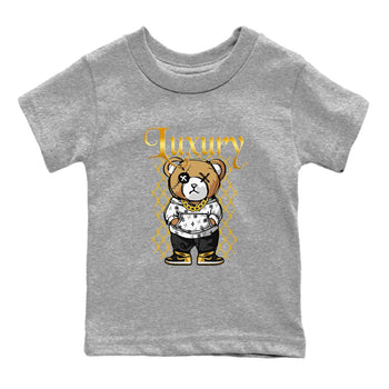 1s Black Metallic Gold shirts to match jordans Luxury Bear sneaker match tees Air Jordan 1 Black Metallic Gold SNRT Sneaker Tees streetwear brand Baby and Youth Heather Grey 2 cotton tee