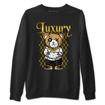 1s Black Metallic Gold shirts to match jordans Luxury Bear sneaker match tees Air Jordan 1 Black Metallic Gold SNRT Sneaker Tees streetwear brand Black 2 unisex cotton tee