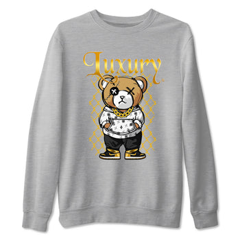 1s Black Metallic Gold shirts to match jordans Luxury Bear sneaker match tees Air Jordan 1 Black Metallic Gold SNRT Sneaker Tees streetwear brand Heather Grey 2 unisex cotton tee