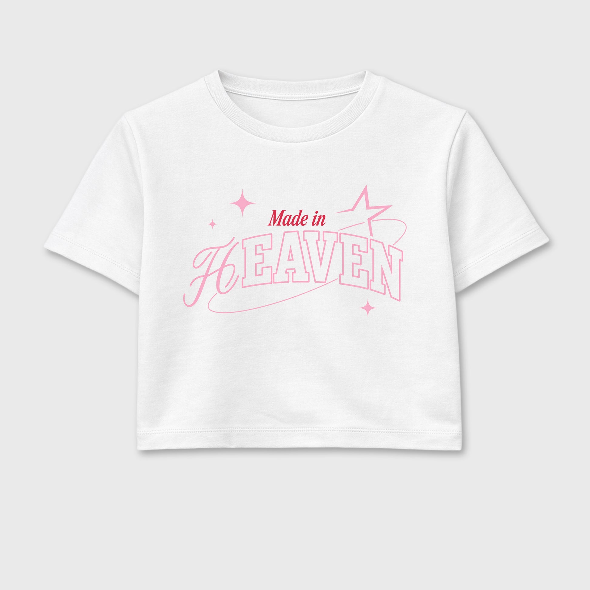 Sneaker match tees – Sneaker Tees To Match Air Jordan 1 Travis Scott Tropical Pink Shoes – Made in Heaven Crop T-Shirt White 2