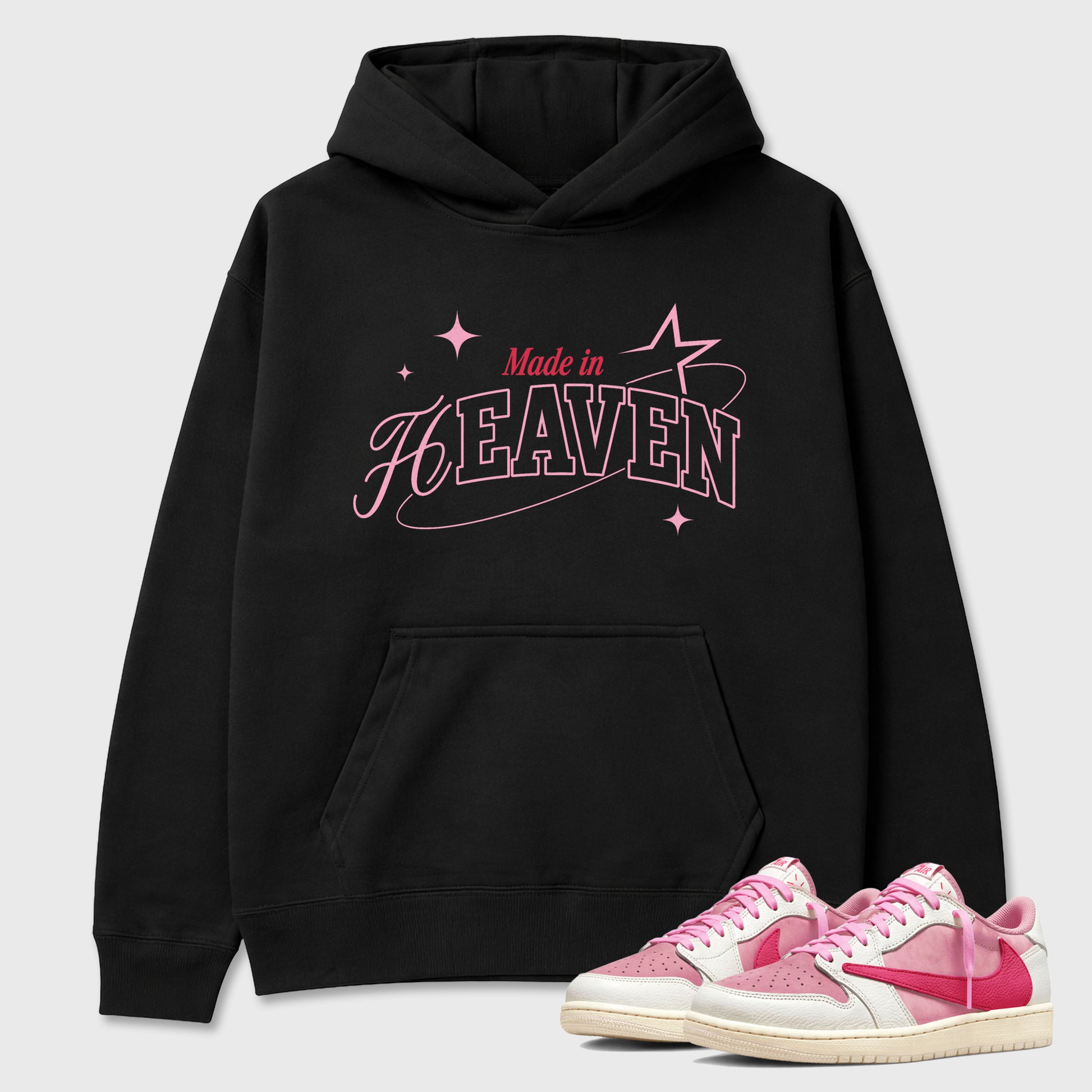Sneaker match tees – Sneaker Tees To Match Air Jordan 1 Travis Scott Tropical Pink Shoes – Made in Heaven Tee Black 1